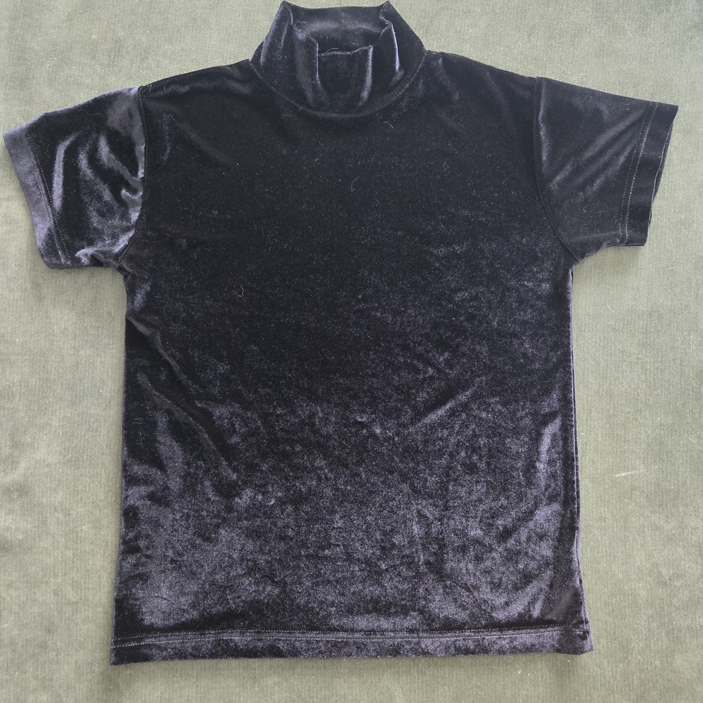 Vintage Black Velvet Mock Turtleneck Top
